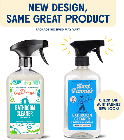 Aunt Fannie's All Purpose Bathroom Cleaner Vinegar Spray for Shower, Tub, Toilet, Tile, Sink and Fixtures, 16.9 Ounces (Single)