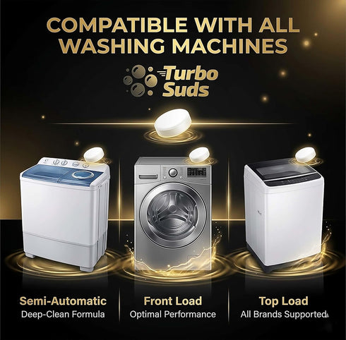 Turbo Suds 12 (1 Washing Machine Cleaner Tablets | Eliminates Odors | Deep Cleans Washer Internals | Heavy Duty