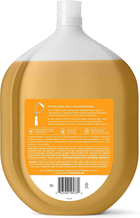 Method Gel Dish Soap Refill, 54 Fl Oz, Clementine, Biodegradable Formula