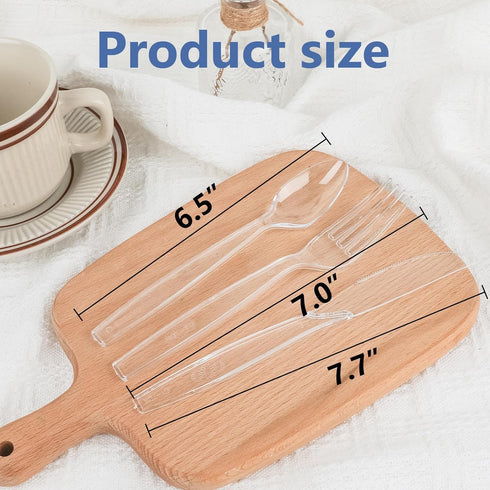 100 Count Heavy Duty Plastic Silverware - 50 Forks, 50 Spoons, BPA-Free, Disposable Plastic Cutlery Set