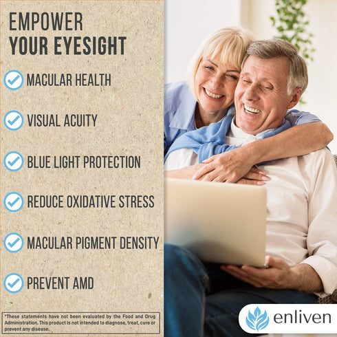 enliven Lutein and Zeaxanthin Supplement, Extra Strength Vitamins for Vision & Eye Health (60 Capsules)