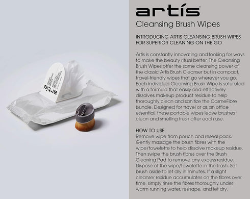 Artis Brush Cleansing Wipes, 30 Count, White Makeup Cleaning Cloths