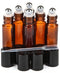 Vivaplex 10 ml Amber Glass Roll-on Bottles, 6 Pack with Stainless Steel Roller Balls, .5 ml Dropper Included