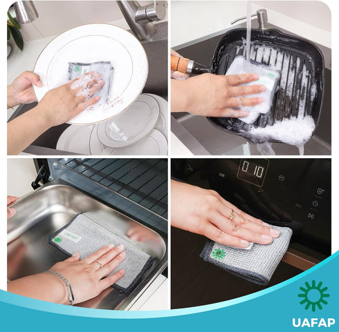 UAFAP 12 7.87 7.87 PCS Non Scratch Wire Dishcloth, Cleans Fast Without Scratching, Stands Up to Stuck-on Grime