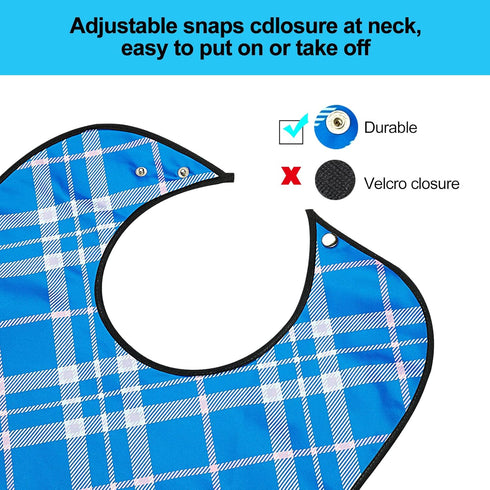 TOCKONIMN 4 Pack Adult Bibs for Men Women Eating Washable - Bib for Reusable Elderly Adults Crumb Catcher Senior