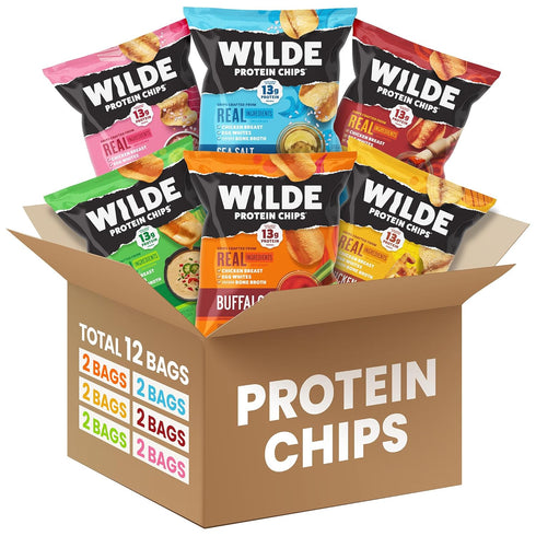 WILDE Protein Chips Variety Pack, High Protein Snacks for Adults, Keto Chips,