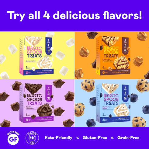 MAGIC SPOON Treats - High Protein, Low Carb, Keto Friendly Cereal Bar, On-The-Go Healthy Snack (Birthday Cake, 8 Bars)