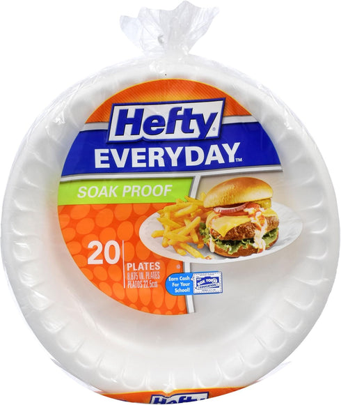 Hefty Disposable Soak Proof Foam Plates, 20 ct.