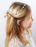 SWEETV Silver Pearl Flower Girl Headpiece Girls Headband for Wedding Princess Hair Accessories Birthday Party