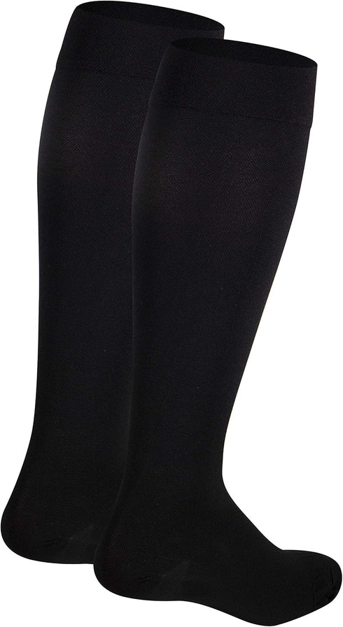NuVein Medical Compression Stockings, 15-20 mmHg Support for Women & Men, Knee Length, Closed Toe, Black, X-Large