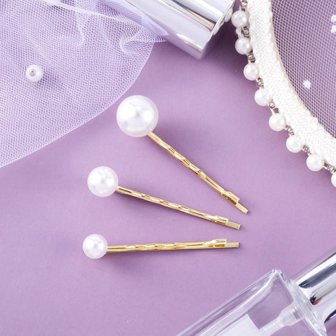 OIIKI 6PCS Pearl Hair Bobby Pins | Decorative Wedding Bobby Pins for Women and Girls in Gold
