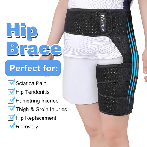 Hip Brace, Groin Wrap for Sciatica Pain Relief, Thigh Support for Men and Women, Gray