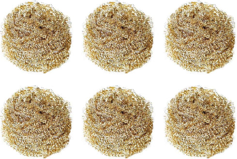 6 Pcs Brass Kitchen Cleaner Scrubbing Scour, Non-Scratch Dishes Scrubber, Copper Scrubber