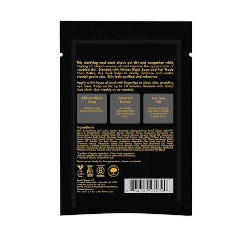 SheaMoisture Mud Mask Packette for Oily, Blemish-Prone Skin, African Black Soap to Clarify Skin, 0.5 oz