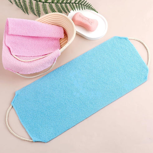 2Pcs Back Scrubber Body Bath Pull Strap Scrubber with Handles - Nylon Exfoliating Washcloth for Skin