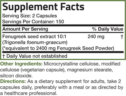 Bronson Fenugreek Seed Powder Capsules Extra Strength, Non-GMO, Vegetarian, 300 Capsules