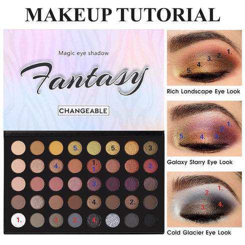 Professional Neutral Eyeshadow Makeup Palette, 40 Pigmented Matte Shimmer Warm Eye Shadows, Rose Gold Smoky Brown