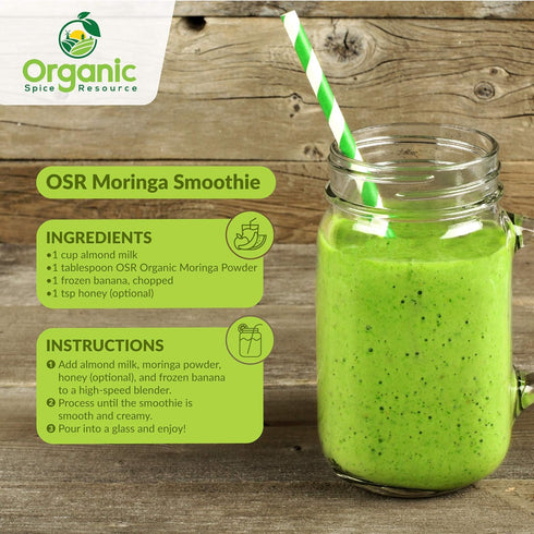 Organic Moringa Powder - 8 oz (226g), USDA Organic, Non-GMO, 100% Raw and Natural