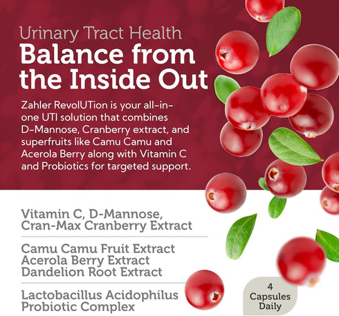 Zahler Revolution - Complete Women's Urinary Tract Health Formula with Probiotics - 60 Capsules
