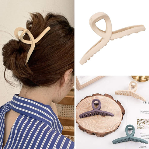 Whaline 6 Morandi Color 4.3 Inch Nonslip Jaw Strong Hold Matte Butterfly Clamp Hair Styling Accessories