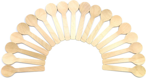 3.9 Inches Mini Wooden Ice Cream Dessert Spoons, Disposable Cutlery, Pack of 100