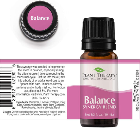 Plant Therapy Balance Essential Oil Blend, 10 mL (1/3 oz), 100% Pure, Undiluted, Therapeutic Grade