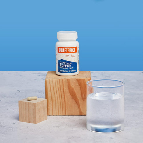 Bulletproof Zinc with Copper Capsules, 60 Count, Antioxidant Supplement for Immunity and Mood