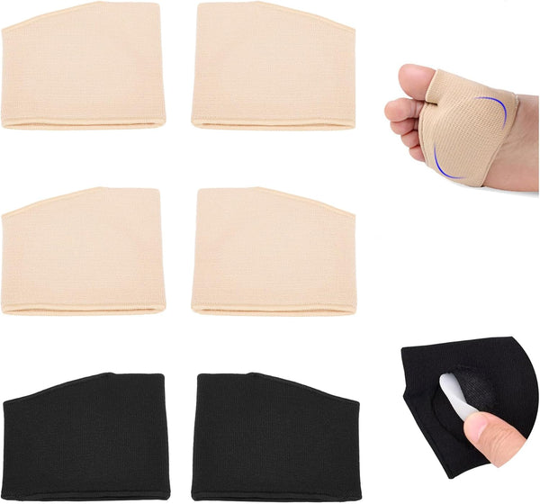 3 Pairs Fabric Metatarsal Pads, Gel Sleeve Cushions for Ball of Foot Pain Relief, Foot Health Care