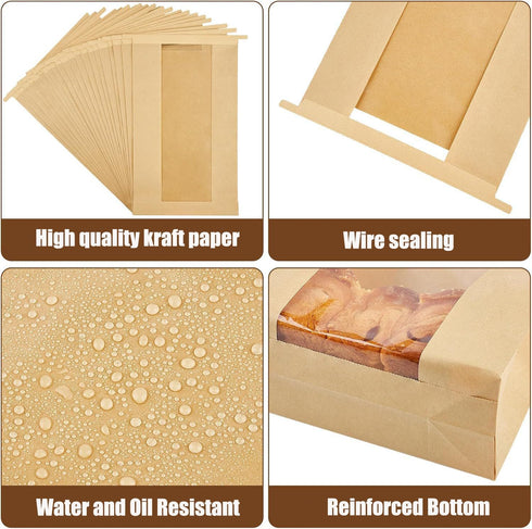 TUZIANAN 120 Packaging Giving,14" 8.3" 3.5",Clear 500 Pcs Paper Bread Bags for Homemade Bread with Tin Tie Tab