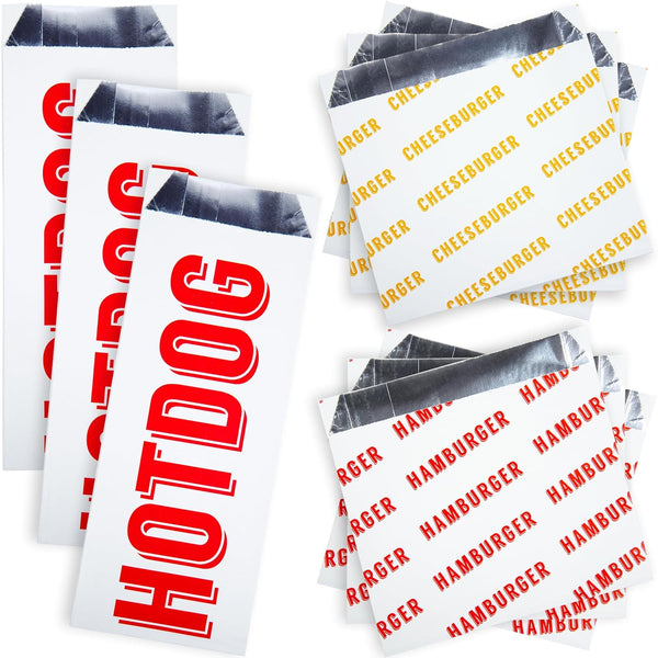 Retro 30 Combo Pack Grease-Proof Food Wrapper, 10 Each Hamburger, Cheeseburger, Hot Dog Bags