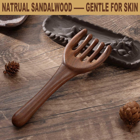 Wooden Scalp Massager, Foot Massage Tool, Massage Comb for Gua Sha - Sandalwood