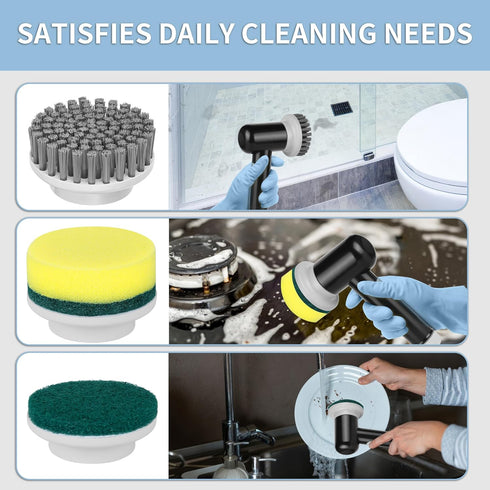 Electric Spin Scrubber, Cordless Shower Scrubber with 3 Replaceable Brushes for Bathroom Cleaning