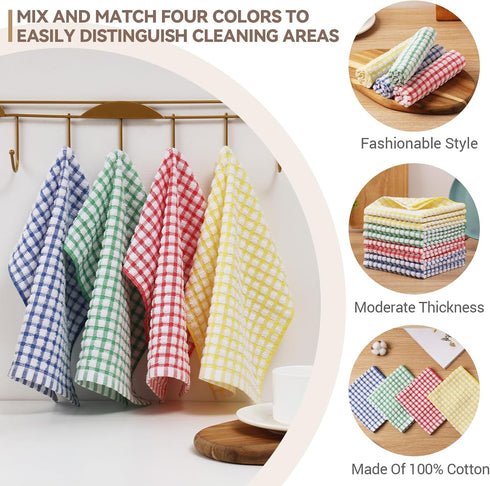Egles 8 Packs Kitchen Dishcloths 12x12 Inches, 100% Cotton Dish Cloths for Washing Dishes, Scrubbing Wash Cloths (Mix