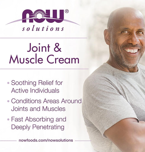 NOW Foods Solutions Joint & Muscle Cream, 4-Ounce, Paraben Free