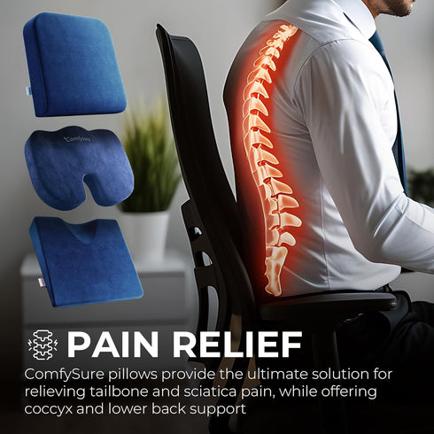 Wedge Pillow for Office Chair and Car Seat Cushion, Medium Firm Memory Foam Seat Pad for Tailbone and Hip Pain Relief