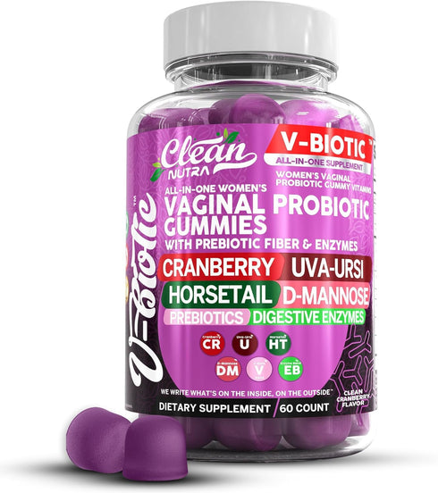 Vaginal Probiotic Gummies For Women | Prebiotics Cranberry D-Mannose Uva-Ursi Digestive Enzymes