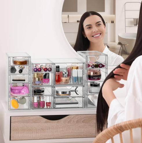 Sorbus Makeup Organizer with 16 Drawers, Clear Acrylic Drawer Organizer for Makeup, Office, Jewelry, Art Supplies