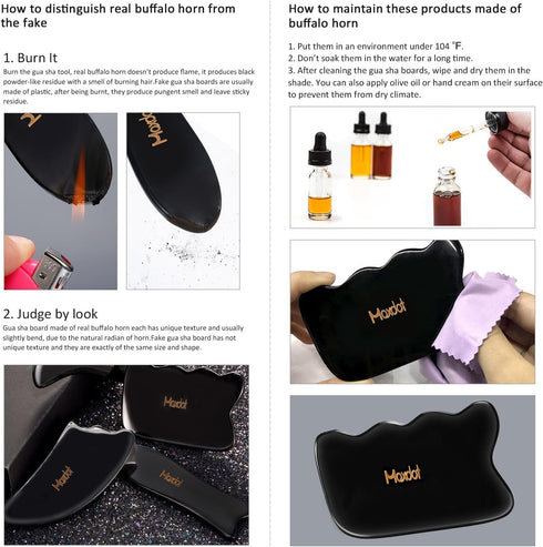 Maxdot 5 Pieces Gua Sha Massage Tools Set - Scraping Massage Tools for Face Back Neck Therapy