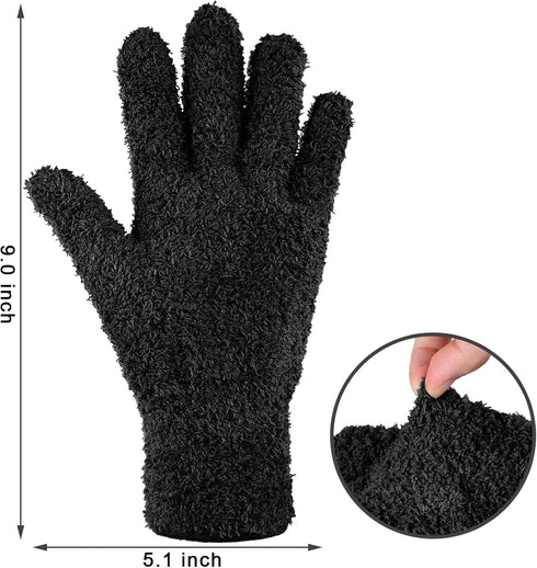 Bencailor 6 Pairs Microfiber Dusting Gloves, Dusting Cleaning Gloves for Plants, House Blinds, Car Dust Mitt, Black,