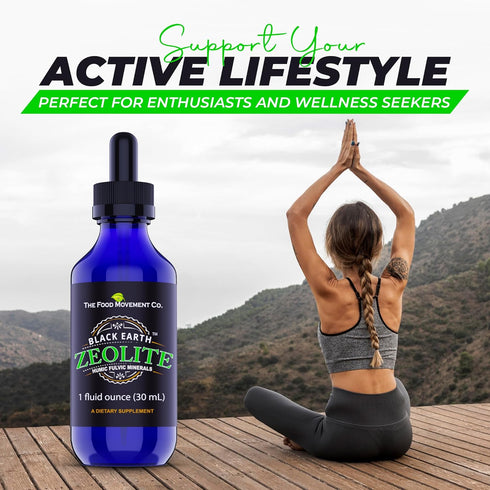 Black Earth Zeolite with Humic Fulvic Acids, Trace Minerals for Detox, Gut Health, Immune Support - 1oz Liquid Drops