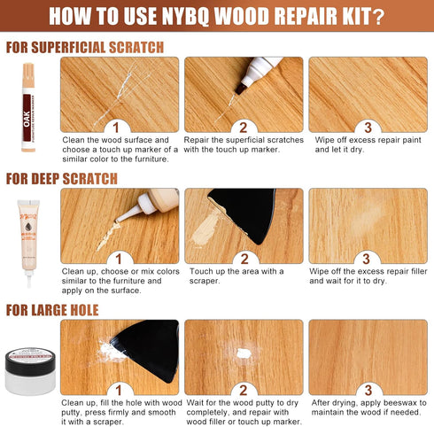 Wood Furniture Repair Kit, Set of 41, Laminate Vinyl Floor Repair Kit, Touch Up Markers for Hardwood Scratches