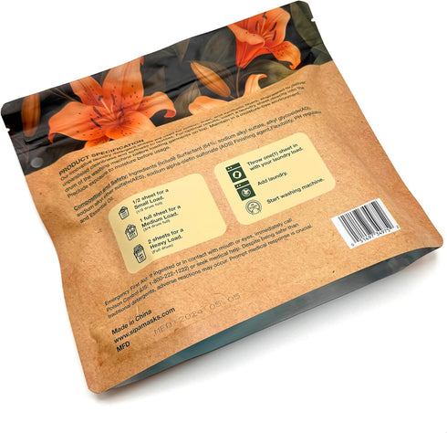 SIPA Laundry Detergent Sheets Bag - 30 Sheets, Up to 60 Loads, Eco-Friendly, Phosphorus-Free, High Efficiency, Lily of