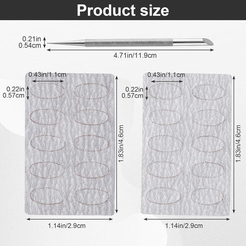 Stainless Steel Nail Cuticle Pusher Tools, Dual Ended Cuticle Remover with Self-Adhesive Sandpaper Sheets
