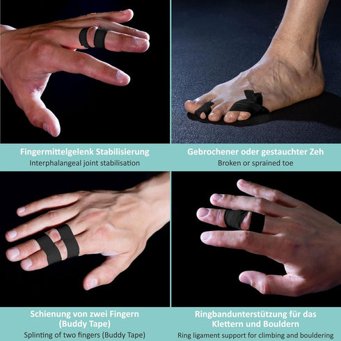 Finger Tape Sports - Extra Strong Adhesive, 3 Rolls of Skin-Friendly Athletic Tape for Weight Lifting, Climbing,