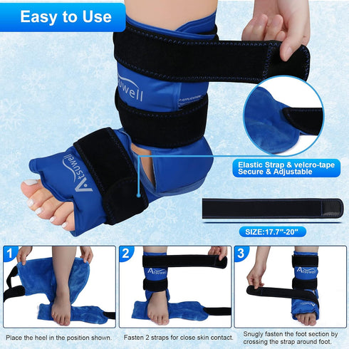 Atsuwell Reusable Ankle Ice Packs for Injuries, 2 Packs for Foot Pain Relief
