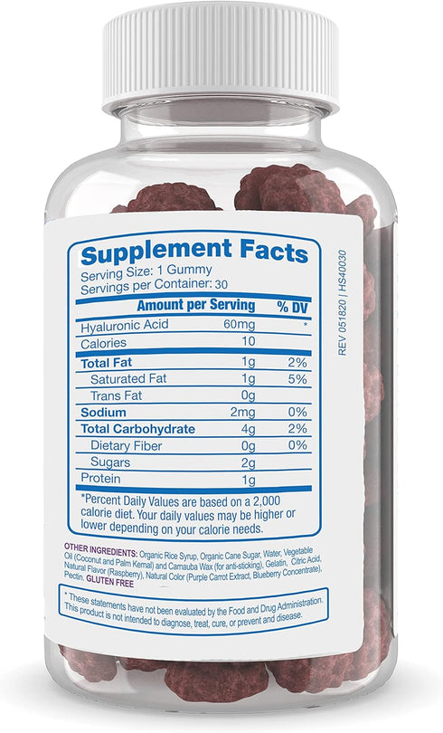 Hyalogic Hyaluronic Acid Gummies Mixed Berry Flavor HA Gummies – Gluten-Free Gummy Vitamins for Adults - HA Supplement for Joints, Skin & Eyes (30 Count)