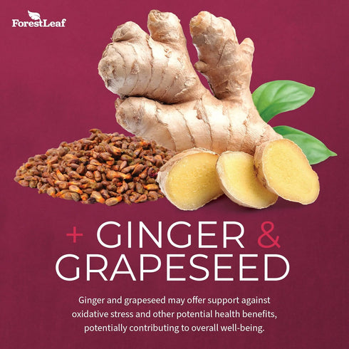 ForestLeaf Beet Root Capsules, 1000mg 20:1 Extract with Ginger and Grape Seed, Supports Blood Flow and Energy (120