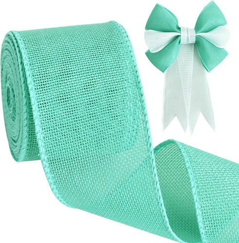 TONIFUL Burlap Wired Ribbon, 2.5 Inch Faux Burlap for Christmas, Home Decor, Gift Wrapping (10 Yards)