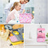 Kids Hanging Toiletry Bag for Girls, Travel Waterproof Wash Bag for Little Young Girls Cosmetic Makeup, Unicorn Pink