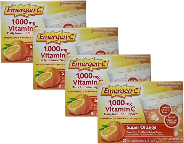 Emergen-C Super Orange Vitamin C - 30 Count (Pack of 4) (Packaging may vary)